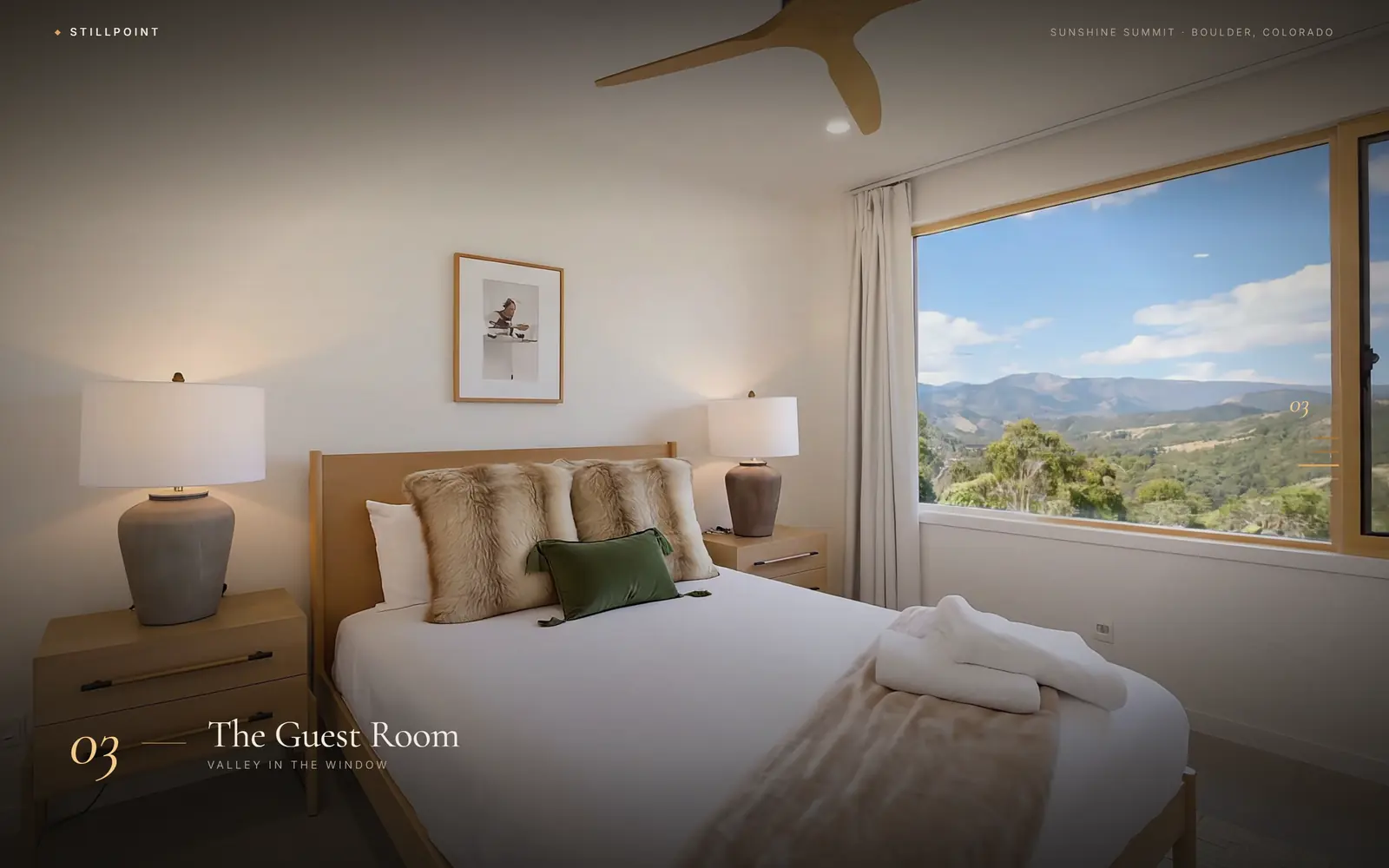 Walkthrough frame showing the guest room