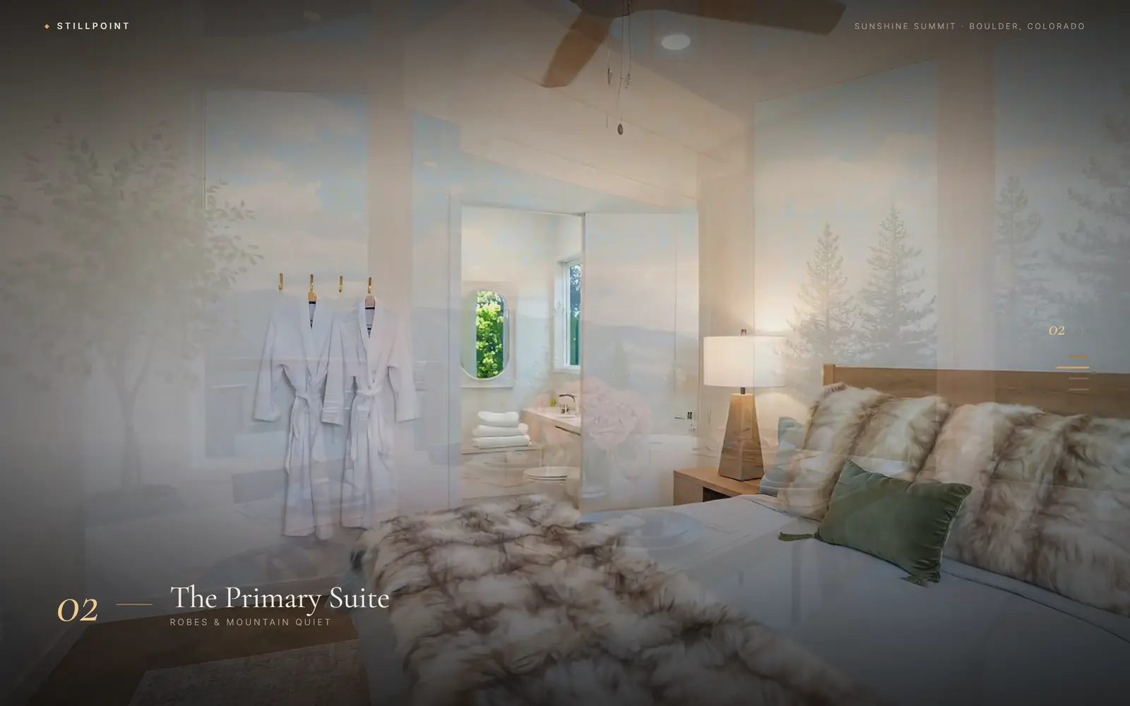 Walkthrough frame showing the primary suite